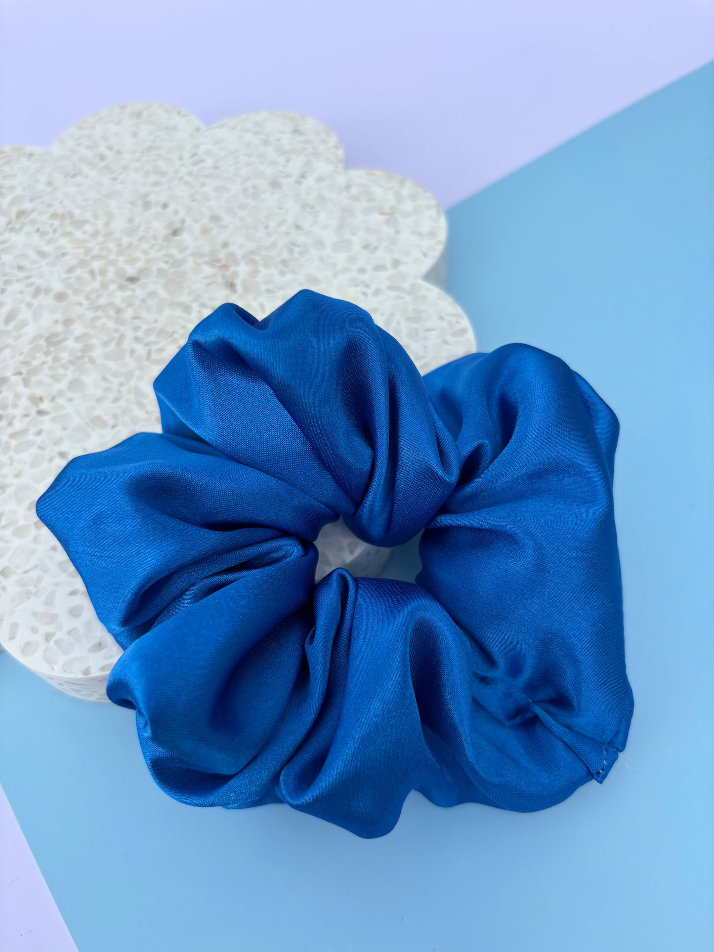 Royal Blue Satin Scrunchie