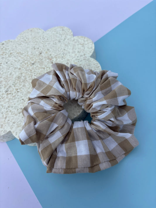 Latte Plaid Scrunchie