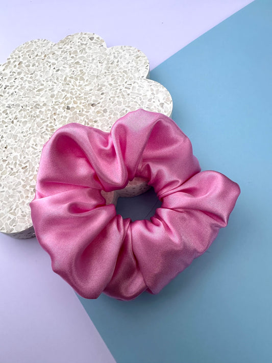 Candy Pink Satin Scrunchie
